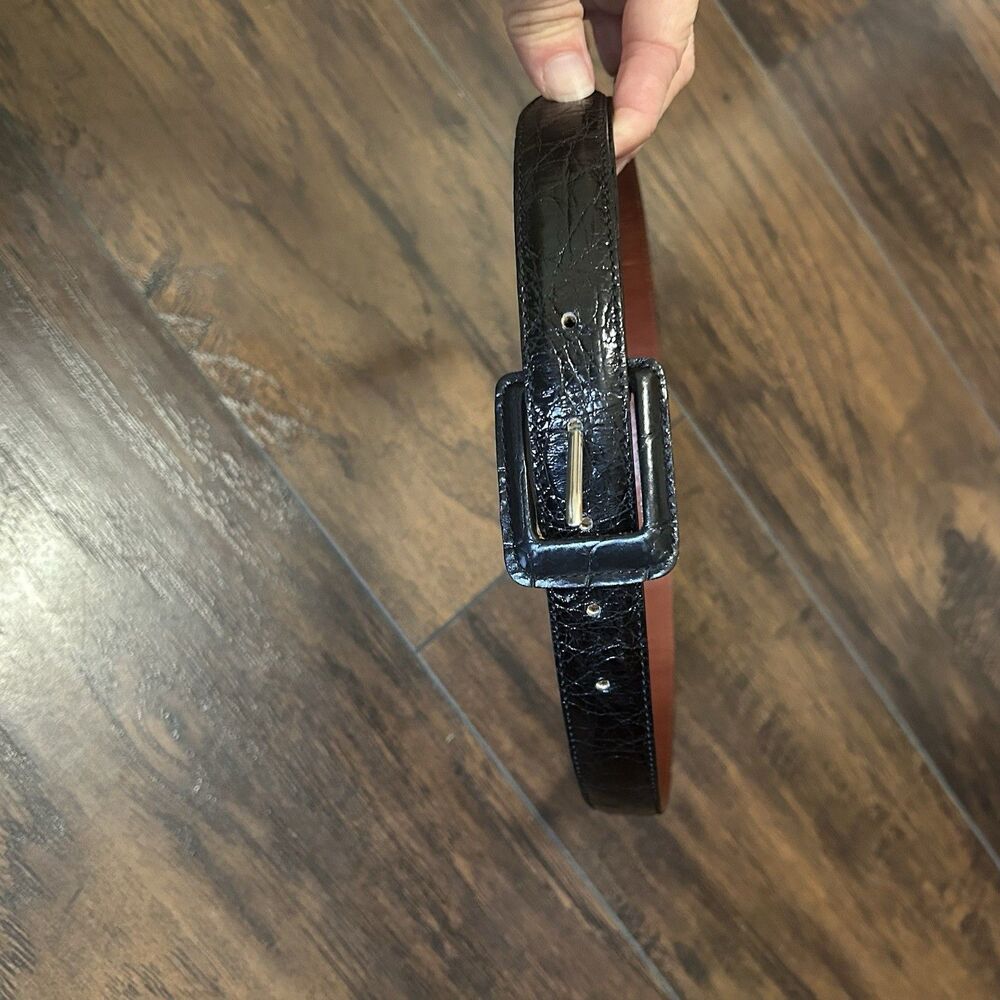 BD Jeffries Genuine Crocodile Belt Size 30”Black Made In Italy